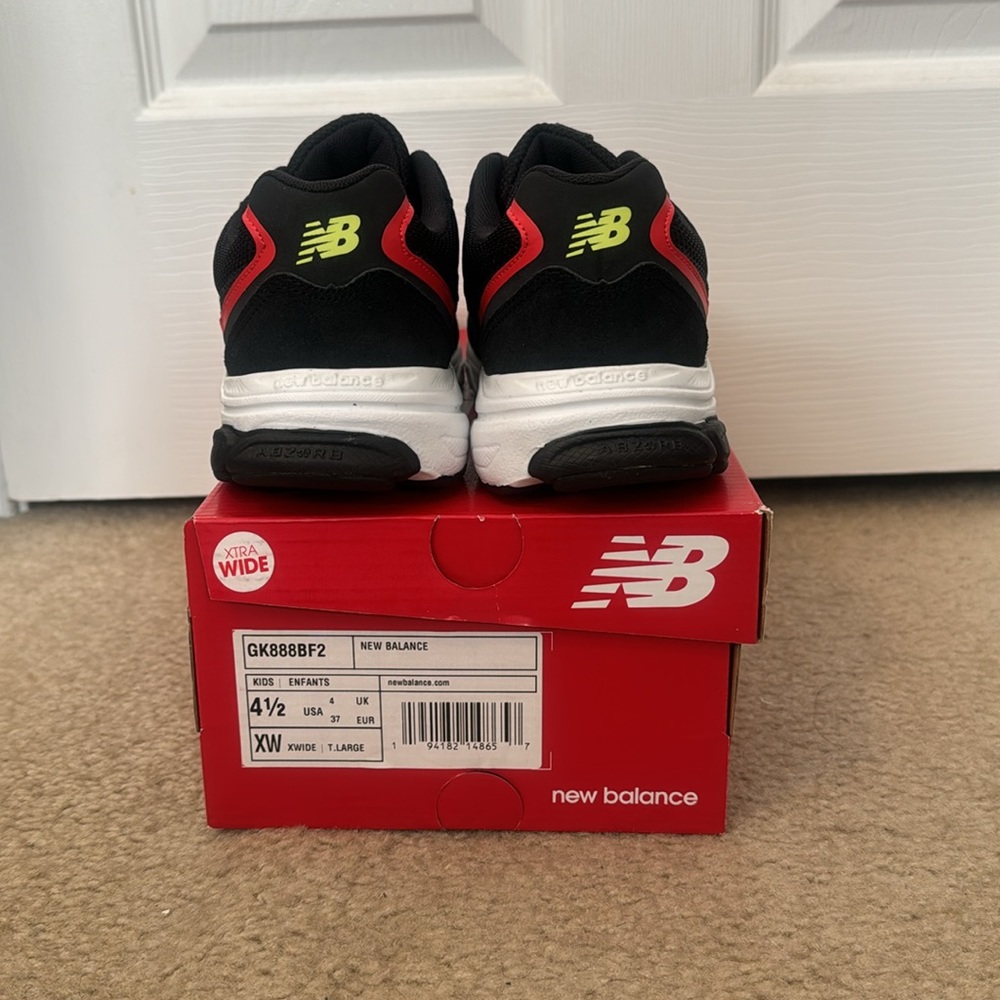 New Balance Kids Black and Red Athletic Sneakers - Picture 3 of 4